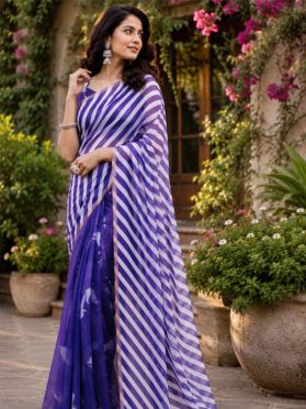  SKU SEJ2617 Ships in 11 days Pre-stitched Chanderi Cotton Saree in Purple